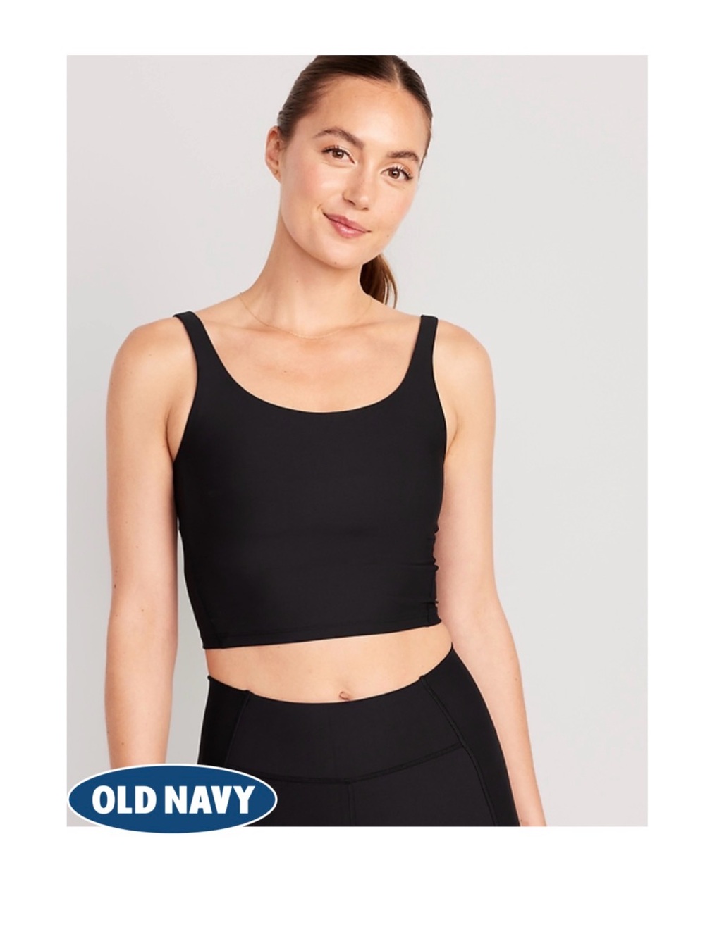 Old Navy Light Support Longline Sports Bra in Black Jack